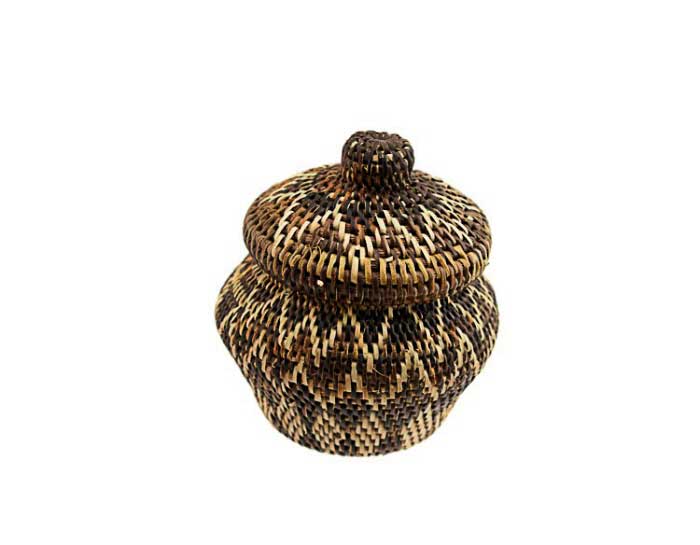 Boîte Ronde En Vannerie Nito – Artisanat Mangyan Des Philippines