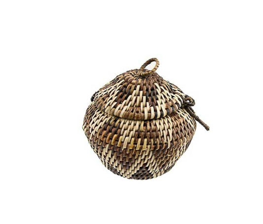 Boîte Ronde En Vannerie Nito – Artisanat Mangyan Des Philippines