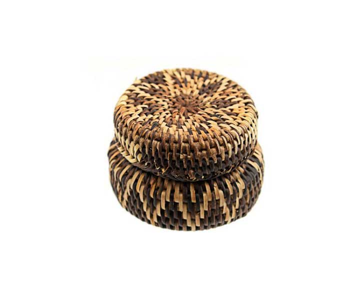 Boîte Ronde En Vannerie Nito – Artisanat Mangyan Des Philippines