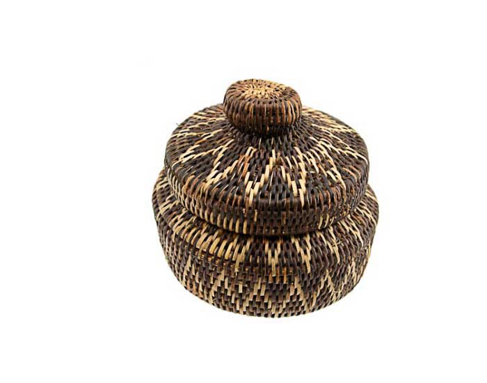 Boîte Ronde En Vannerie Nito – Artisanat Mangyan Des Philippines
