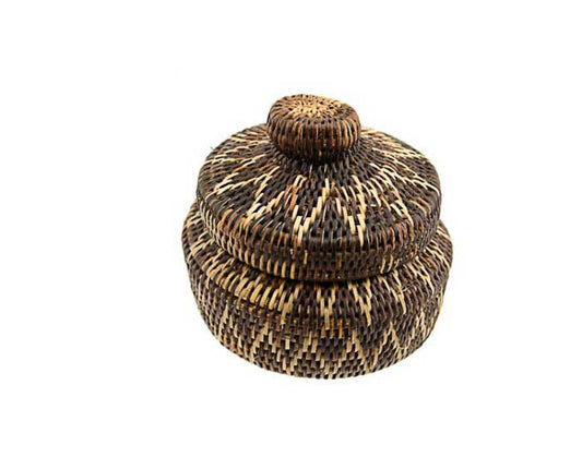 Boîte Ronde En Vannerie Nito – Artisanat Mangyan Des Philippines
