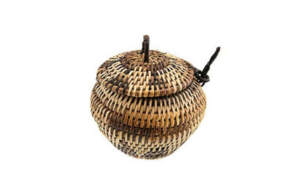 Boîte Ronde En Vannerie Nito – Artisanat Mangyan Des Philippines