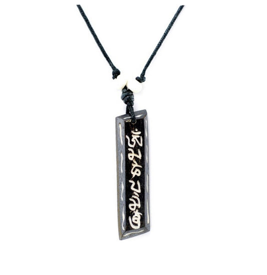 Collier Pendentif Tibétain OM AUM MANI PADME en Os de Bovidé