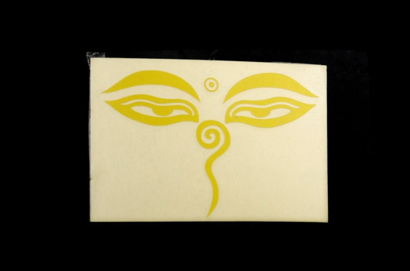 Sticker Yeux De Bouddha Jaune – Autocollant Artisanal Tibétain