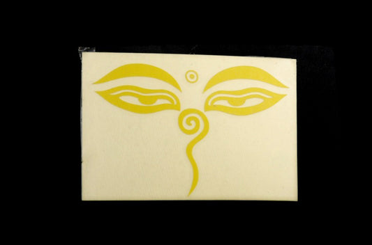 Sticker Yeux De Bouddha Jaune – Autocollant Artisanal Tibétain