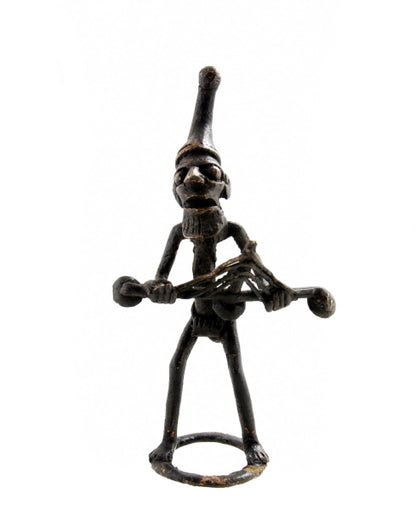 Figurine Bronze Bamoun – Joueur De Cloche – Artisanat Traditionnel Du Cameroun