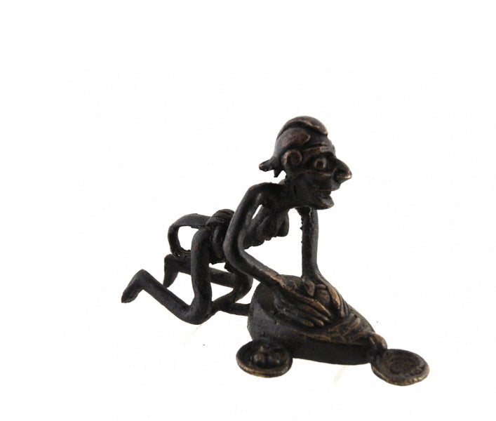 Figurine Bronze Bamoun – Paysanne – Artisanat Traditionnel Du Cameroun