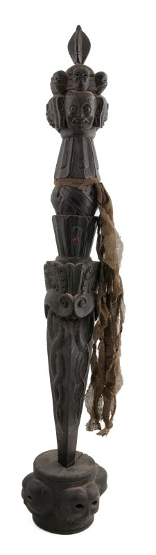 Grand Phurba Tibétain en Bois Sculpté avec Support – Dague Rituelle Bouddhiste