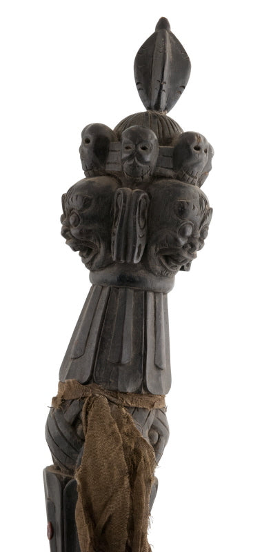Grand Phurba Tibétain en Bois Sculpté avec Support – Dague Rituelle Bouddhiste