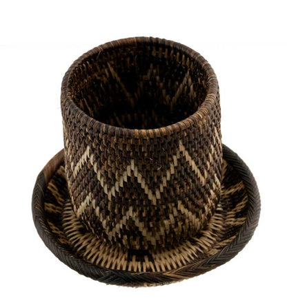 Porte-Canette Avec Soucoupe En Vannerie Nito – Artisanat Mangyan Des Philippines