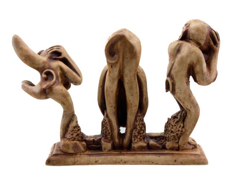 Statue 3 Singes de la Sagesse en Résine Beige – Style Cartoon