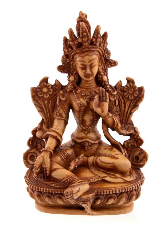 Statue Bouddhiste Green Tara Verte En Résine – Déité De Compassion Tibétaine