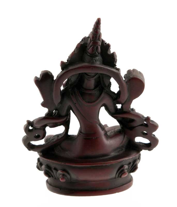 Statuette Bouddhiste Tara Verte En Résine Bordeaux – Symbole Tibétain Du Népal