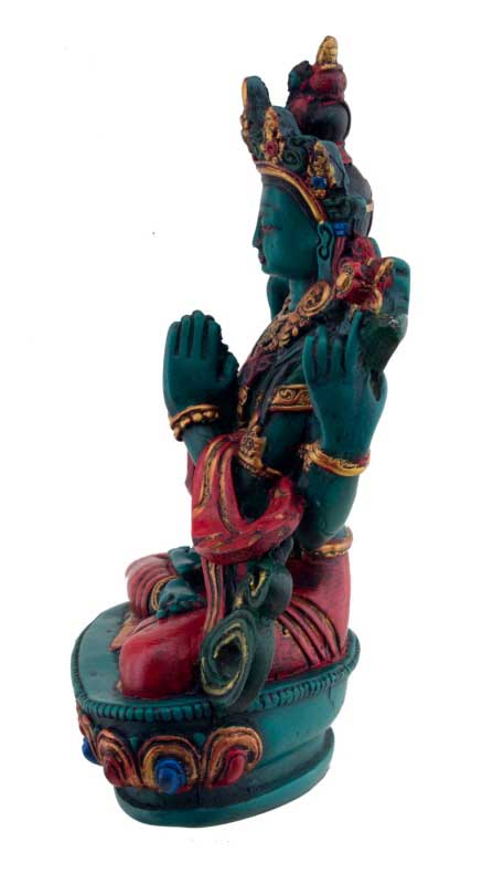 Statue Chenrezig Shadakshari en Résine Colorée – Artisanat Bouddhiste du Népal