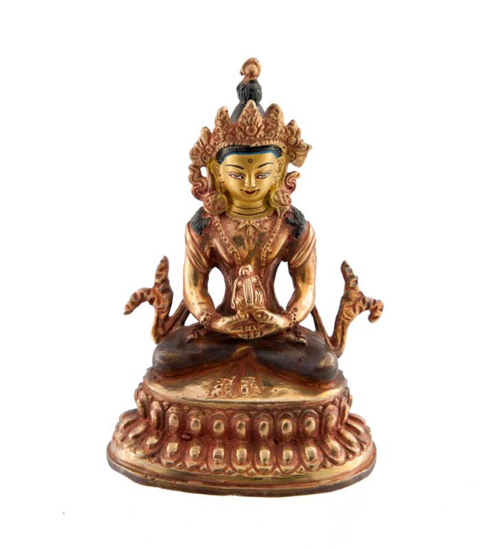 Statue tibétaine de Bouddha Amitayus en bronze – Bouddha de la longévité et de la sagesse