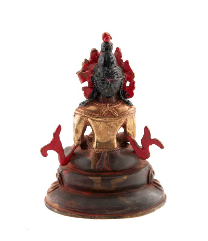 Statue tibétaine de Bouddha Amitayus en bronze – Bouddha de la longévité et de la sagesse