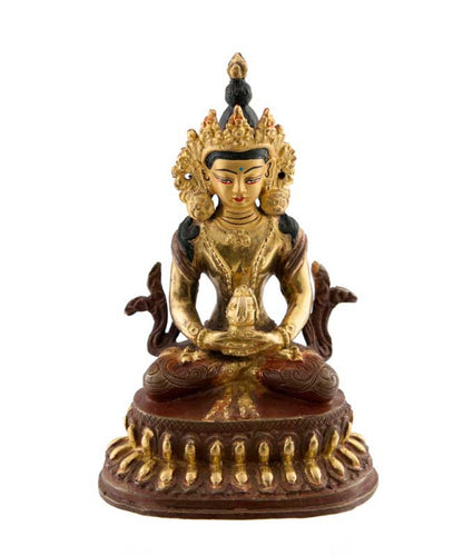 Statue tibétaine de Bouddha Amitayus en bronze – Bouddha de la longévité et de la sagesse