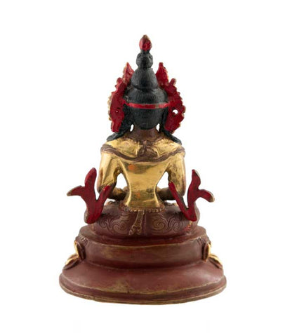 Statue tibétaine de Bouddha Amitayus en bronze – Bouddha de la longévité et de la sagesse