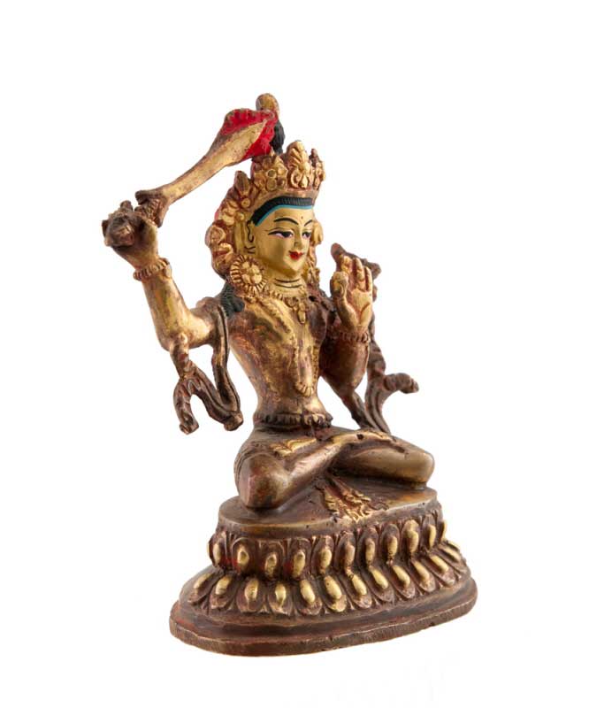 Statue Manjushri en Alliage de Cuivre 10,5 cm – Bodhisattva de la Sagesse du Népal