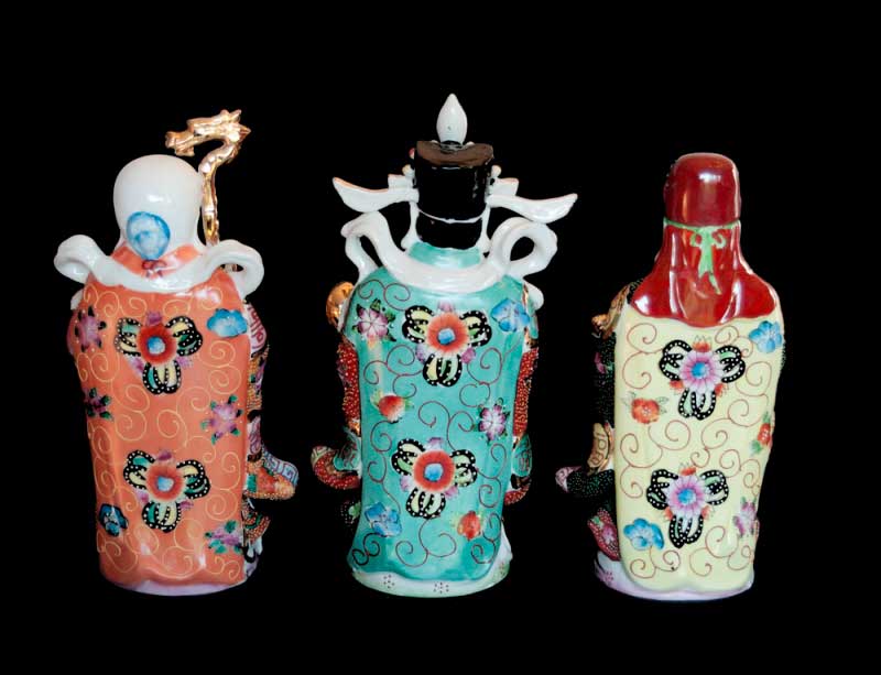 Trois Sages Chinois Fuk Luk Sau – Grandes Statuettes en Porcelaine