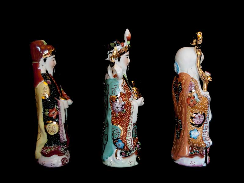 Trois Sages Chinois Fuk Luk Sau – Statuettes en Porcelaine de Chine