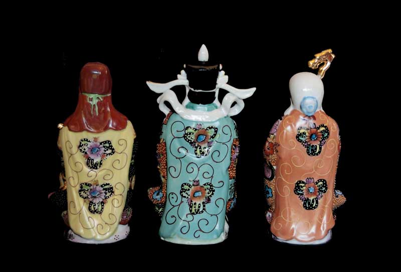 Trois Sages Chinois Fuk Luk Sau – Statuettes en Porcelaine de Chine