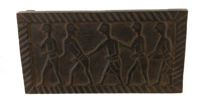 Ancien Siège Tribal Tharu en Bois – Scène de Danse au Village – Népal