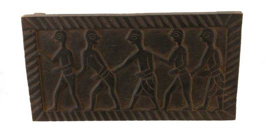 Ancien Siège Tribal Tharu en Bois – Scène de Danse au Village – Népal