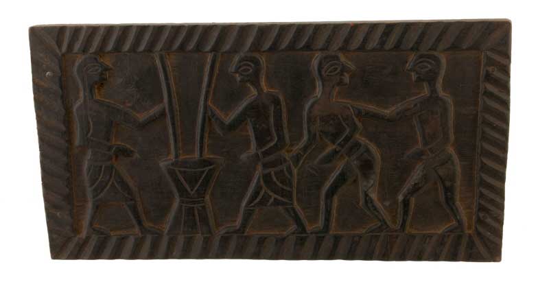 Ancien Siège Tribal Tharu en Bois – Scène de Vie au Village, Népal