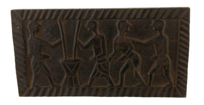 Ancien Siège Tribal Tharu en Bois – Scène de Vie au Village, Népal