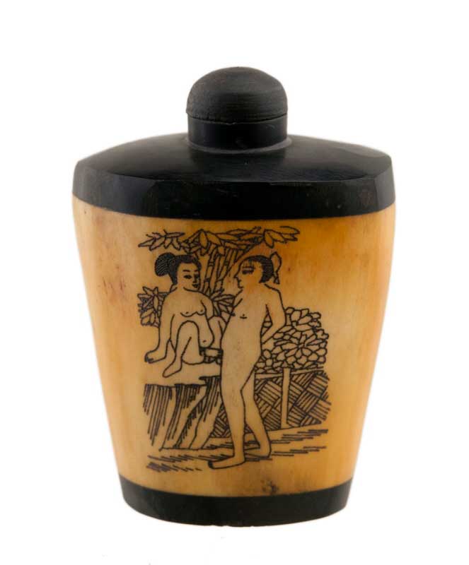 Tabatière Chinoise Shunga Kamasutra En Os de Bœuf – Flacon à Tabac à Priser Artisanal