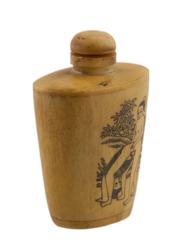 Tabatière Chinoise Kamasutra En Os de Bœuf – Flacon à Tabac à Priser Artisanal