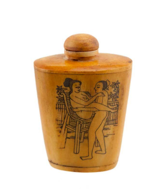 Tabatière Chinoise Kamasutra En Os de Bœuf – Flacon à Tabac à Priser Artisanal