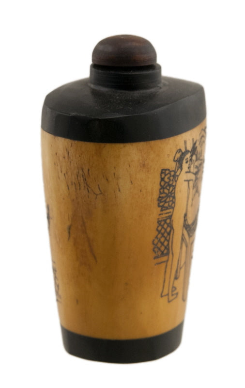 Tabatière Chinoise Kamasutra En Os de Bœuf – Flacon à Tabac à Priser Artisanal