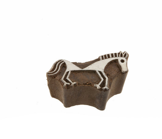 Tampon Encreur En Bois Indien – Motif Cheval