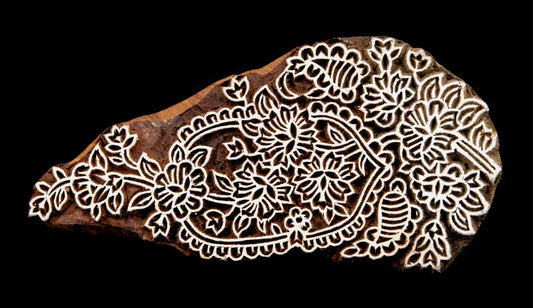 Tampon Encreur À Batik En Bois Sculpté – Motif Fleur De Pushkar