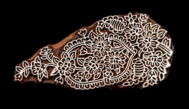 Tampon Encreur À Batik En Bois Sculpté – Motif Fleur De Pushkar