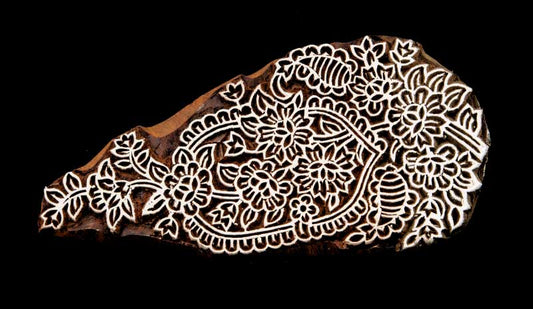Tampon Encreur À Batik En Bois Sculpté – Motif Fleur De Pushkar