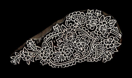 Tampon Encreur À Batik En Bois Sculpté – Motif Fleur De Pushkar