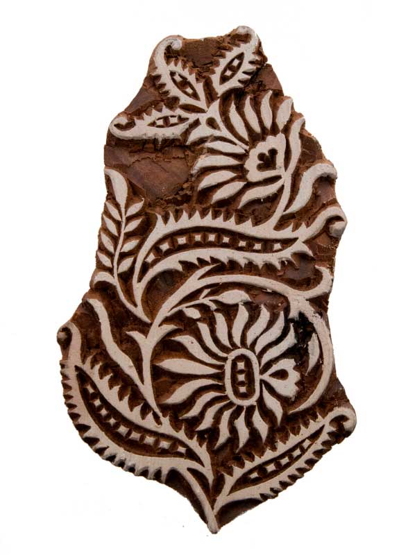 Tampon Encreur À Batik En Bois Sculpté – Motif Fleur De Pushkar