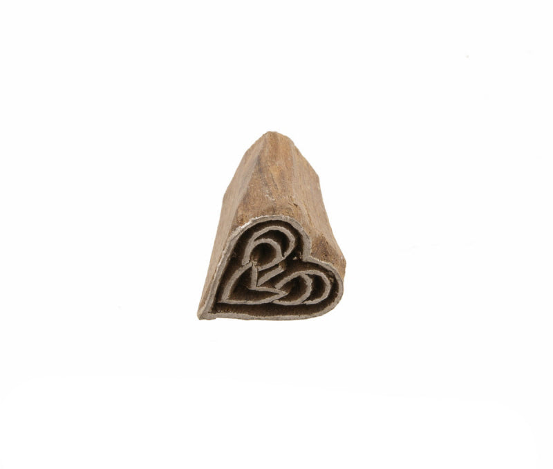 Tampon Encreur En Bois Sculpté – Motif Fleur Cœur Mandala
