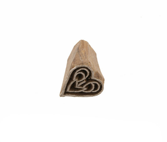 Tampon Encreur En Bois Sculpté – Motif Fleur Cœur Mandala