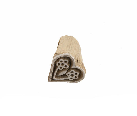 Tampon Encreur En Bois Sculpté – Motif Fleur Cœur Mandala