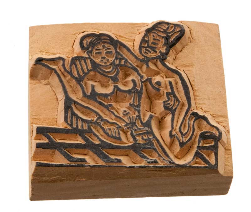 Tampon Encreur Tibétain Érotique Curiosa – En Bois Sculpté