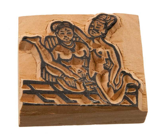 Tampon Encreur Tibétain Érotique Curiosa – En Bois Sculpté