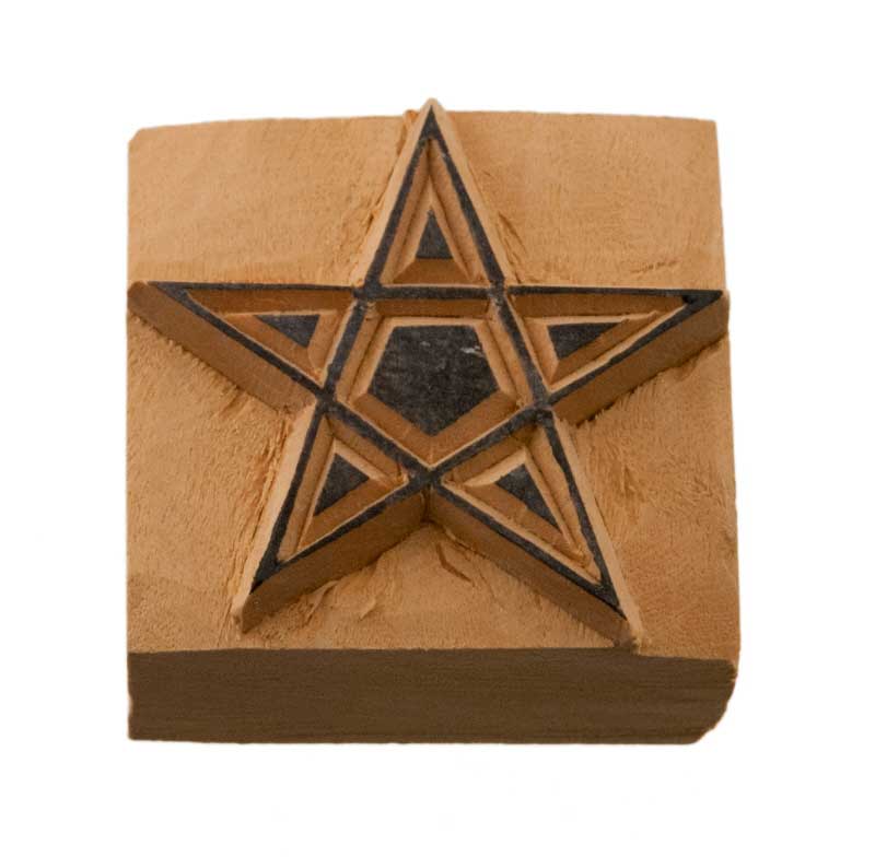 Tampon Encreur En Bois Sculpté Pentagramme Ésotérique