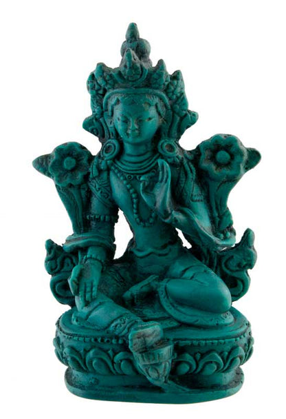 Statue Bouddhiste Tara Verte En Résine Turquoise – Artisanat Du Népal