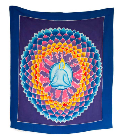 Batik Chakra Connexion et Fleur de Vie – Peinture Artisanale sur Coton de Bali