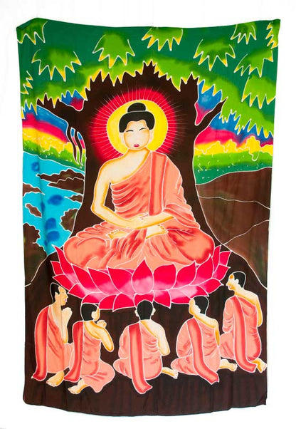 Batik Bouddha en Méditation – Toile en Coton Artisanale