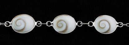 Bracelet Œil De Sainte Lucie Ou Œil De Shiva En Coquillage Et Argent Massif 925